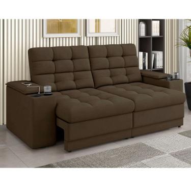 Imagem de Sofa 3 Lugares Retratil Reclinavel 205cm com USB Veludo Kansas Besthouse