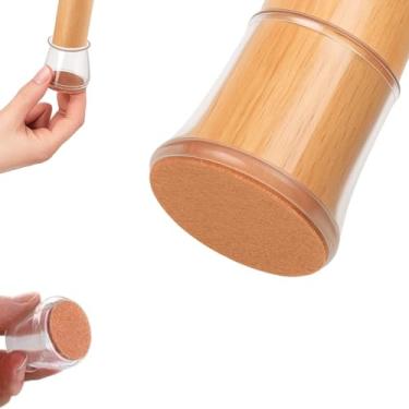 Imagem de Kit 8 Protetores p/Pé de Móveis Silicone Transparente 4x3,5cm Antiderrapante Ideal para Cadeiras e Mesas Protetor Flexível e Adaptável para Pés Redondos e Quadrados Reduz Ruídos Evita Arranhões