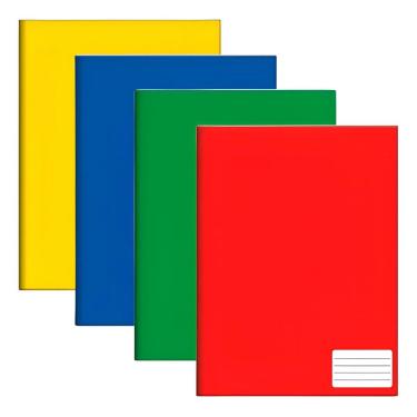 Imagem de Kit 4 Cadernos Brochura Grande Escolar Capa Dura 96 Folhas