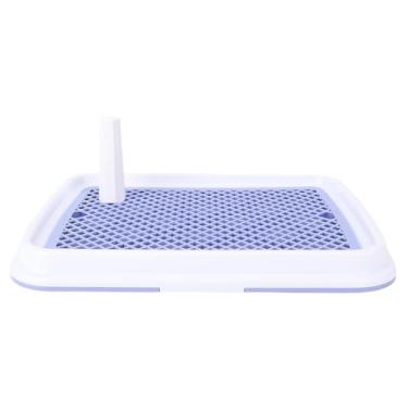 Imagem de Dog Toilet High Fence Odor Proof Easy to Clean Plastic Pee Pad Holder Pet Potty Tray for Small Dogs Indoor Use Space Saving Design (Azul)