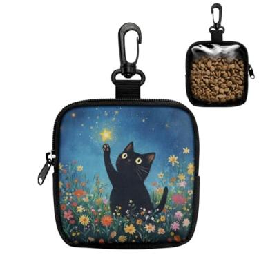 Imagem de Mini bolsa de moedas portátil para chaves, moedas, fone de ouvido e batom, bolsa leve para lanches para animais de estimação, Estrela de gato preto, P