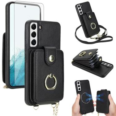 Imagem de Asuwish Capa de telefone para Samsung Galaxy S22 5G capa carteira magnética destacável e protetor de tela anel suporte compatível com bloqueio de RFID MagSafe S 22 22S 4G G5 6,1 polegadas para