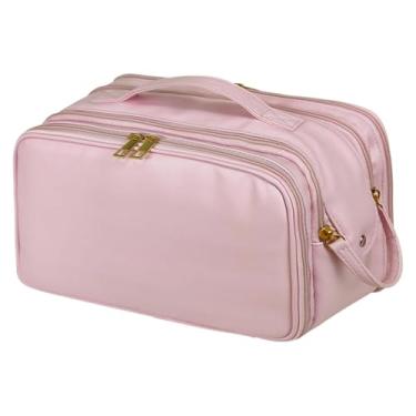 Imagem de Kokiya Nécessaire de viagem para artigos de higiene pessoal, com grande capacidade, e ideal para presentear mulheres. Inclui porta-pincéis e, Rosa