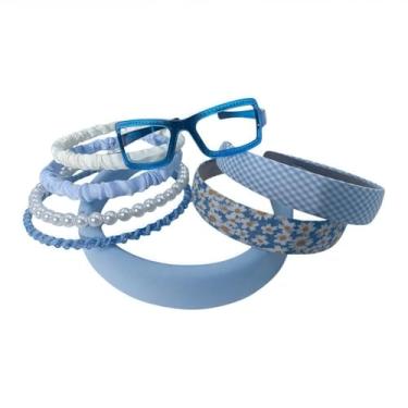 Imagem de XSKL Conjunto de faixas de cabelo modernas com pérolas fofas para mulheres e meninas, antiderrapantes, faixas de cabeça com nó, vintage, acessórios de rapunzel multiestilos (cor 14)