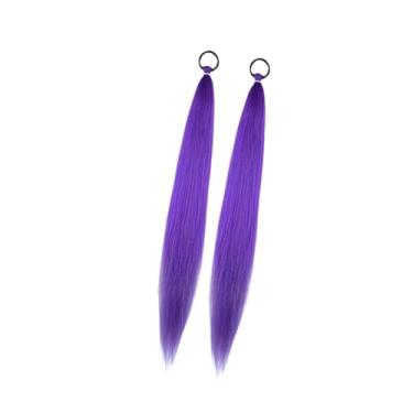 Imagem de oshhni 2x Extensão de Cabelo Rabo de Cavalo com Elástico, Extensão de Cabelo Sintético Fácil de Usar para Festas à Fantasia, Apresentações de Palco e, Roxo
