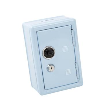 Imagem de predolo Mini Cofre de para Dinheiro, Prático Armário de Mesa em Metal, Organizador para Joias, Brinquedos, Chaves, Cartões e Banheiro, Azul