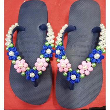 Imagem de Chinelo Bordado Havaianas Adulto Preta, 37-38