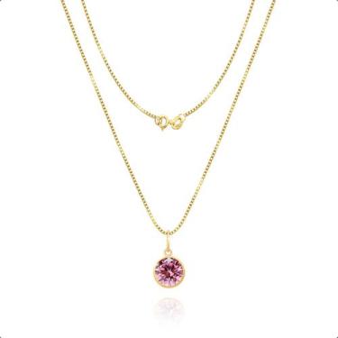 Imagem de Cordão Colar Feminino Veneziana Ouro18k 40cm + Pingente Ponto De Luz R