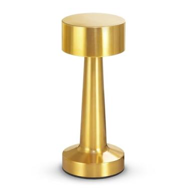 Imagem de HPUFKOT Luminária De Mesa Led Portátil, Luminária De Mesa Metálica Com 3 Níveis De Brilho, Lâmpada Recarregável Com Controle De Toque De 3 Cores, Luminária De Cabeceira Ideal Para Mesa De Cabeceira