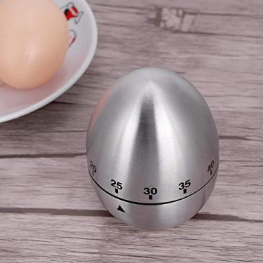 Imagem de Acouto Temporizador de Alarme Mecânico Em Forma de Ovo, 60 Minutos, Ferramenta de Temporizador de Cozinha, Aprendizagem, de Contagem Regressiva Visual Inoxidável, Cozinha e Sala de Jantar