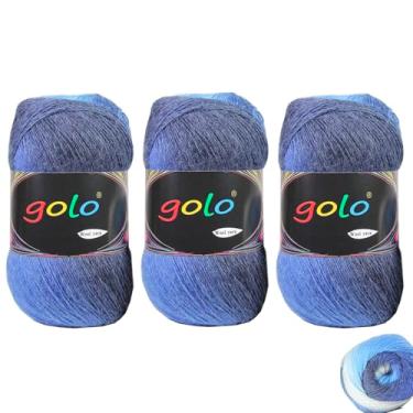 Imagem de golo Fio de lã para tricô manual 100 g x 3 Cachemire fio multicolorido arco-íris