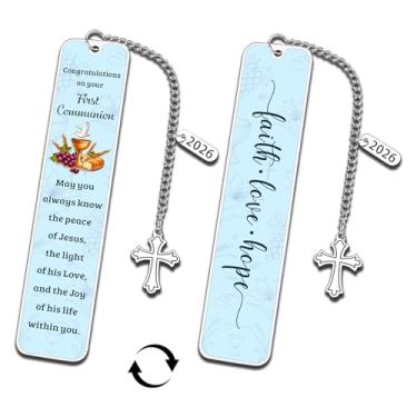 Imagem de Presentes de primeira comunhão para meninas, meninos, marcadores de livro 2026, presentes de comunhão para adolescentes, adolescentes, meninos, meninas, adultos, 1ª comunhão, marca, presente, cesta de