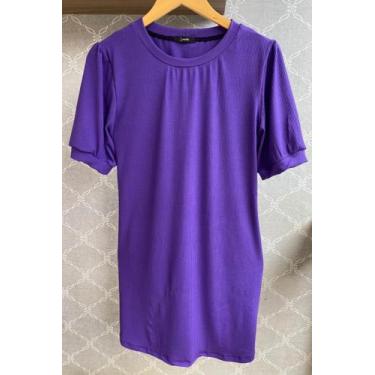 Imagem de Vestido Canelado Mini  Feminino L amour, PP, Roxo escuro