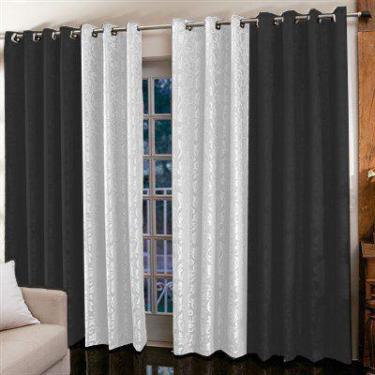 Imagem de Cortina Jacquard Bicolor 6 x 2,5 m para sala/quarto  Admirare, Grafite