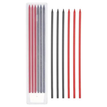 Imagem de PATIKIL 12 refis de grafite de lápis de carpinteiro de 2,8 mm, refis de lápis sólidos secos resistentes a quebras, para carpinteiro mecânico, desenho, preto, vermelho