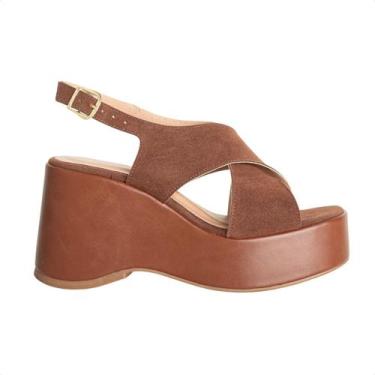 Imagem de Sandália Plataforma Dm Summer Marrom, Camurca macau terra, Cepa mileni