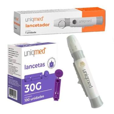 Imagem de Kit lancetador + 100un lancetas 30g - uniqmed tamanho:30g, 30G
