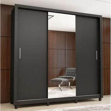 Imagem de Guarda Roupa Clara Plus com Espelho e Pés Preto - Carioca