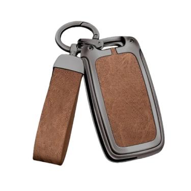 Imagem de Capa De Chave De Carro Em Liga De Zinco, Compatível Com Seat Ateca Leon Fr 2 Ibiza, Capa De Couro Genuíno De Alta Qualidade, Fivela, Acessórios Automotivos(A gun brown)