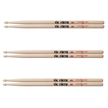 Imagem de Kit 3 Pares Baquetas Vic Firth 5B American Classic Cod1263