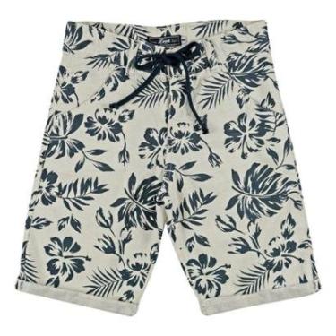Imagem de Bermuda Look Jeans Linho Estampada Bege - BEGE - 10-Masculino