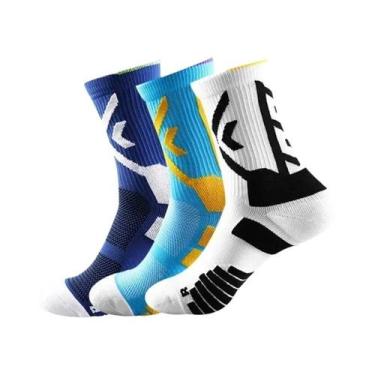 Imagem de Meias Esportivas Amarelas De Compressão 3 Pares Masculinas Respiráveis