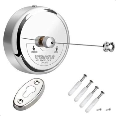 Imagem de Varal Retrátil Aço Inox De Parede 3 Metros