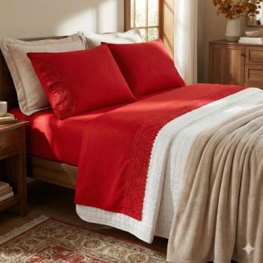 Imagem de Jogo de Lençol Queen 4 peças Micropercal 200 Fios Nobless - Bia Enxova