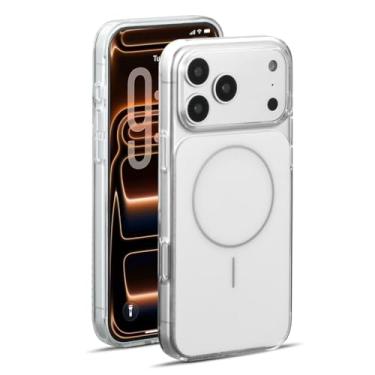 Imagem de vtyvty Capa de vidro magnético para iPhone 17 Pro/17 Pro Max - Moldura ultrafina de policarbonato de 1,4 mm, MagSafe forte de 2000 g, traseira de vidro de alumínio de 0,7 mm (branca, iPhone 17 Pro)