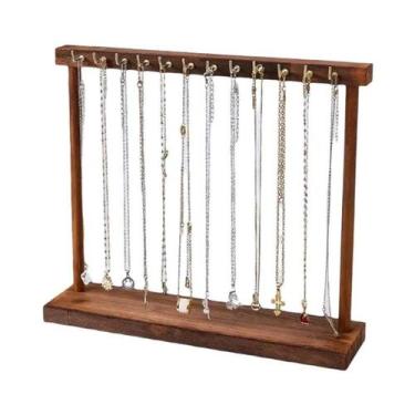 Imagem de Suporte Expositor De Joias Em Madeira Maciça Para Colares, Brincos E P