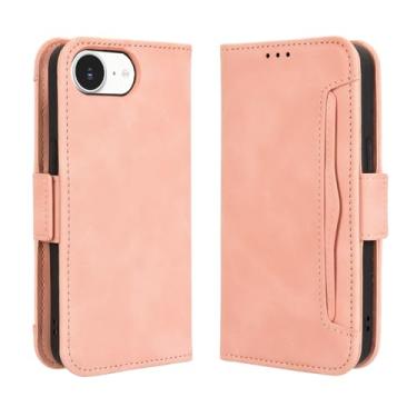 Imagem de XZDWH Capa para iPhone 16e, proteção magnética de corpo inteiro, à prova de choque, capa carteira de couro flip com compartimento para cartão para iPhone 16e capa de telefone (rosa)