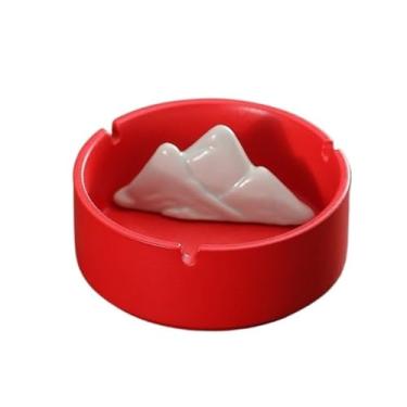 Imagem de Cinzeiro moderno vermelho em forma estranha de cerâmica para decoração de casa de hotel, sala de estar, mesa de trabalho