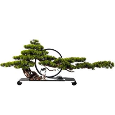 Imagem de Simulação de plantas falsas bem-vindas, ornamentos de plantas verdes de pinheiro, sala de estar, hotel, bonsai artificial, decoração de árvore