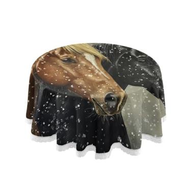 Imagem de Qilmy Toalha de mesa redonda de palmeira de treliça verde, 152 cm, resistente à água, à prova de derramamento, capa de mesa grande para jantar de reunião de família em ambientes internos e externos