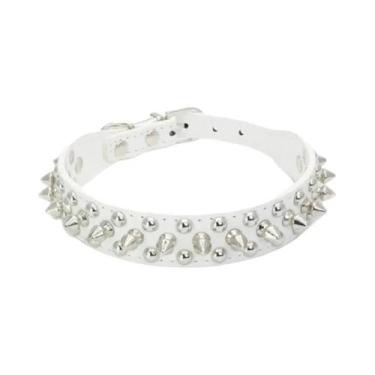 Imagem de Coleira Ajustável De Couro PU Com Rebites E Espinhos Para Cães E Gatos