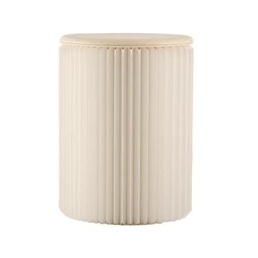 Imagem de Folding Paper Stool Tamborete de papel kraft dobrável telescópico acordeão, troca de sapatos em casa, mesa de centro pequena para armazenamento, loja de roupas(White)