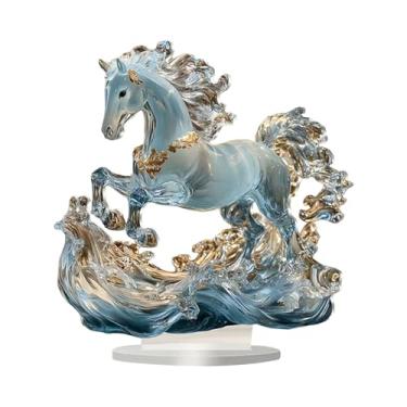 Imagem de UGPLM Enfeite de cavalo em acrílico 2D com suporte, decoração criativa para o Ano do Cavalo, ideal para estante, armário ou mesa de escritório, Style G