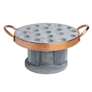 Imagem de Kit Fondue Pedra Para Queijo e Fogareiro de Pedra Sabão 22cm