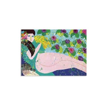 Imagem de Walasse Ting Wall Art Do You Like Cool Breeze Impressão em tela giclée de famosa pintura abstrata colorida presente para ela moderna decoração de quarto de banheiro 100 x 70 cm (83.8x71.1 cm) pôster