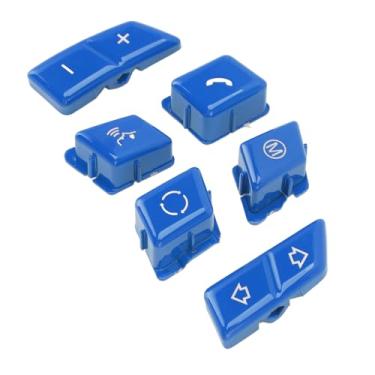 Imagem de Generic Conjunto de Botões de Volante de Alta Durabilidade Adequado para Série 1 3 E90 E92 E93 M3 E81 E82 E87 E88, 6 Peças de Botões Decorativos Esportivos, Excelente Transmitância de Luz, (Azul)