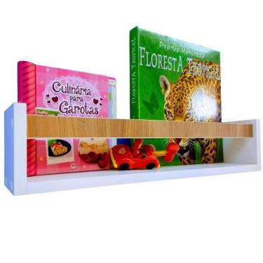 Imagem de Prateleira Porta Livro Infantil Nicho De Parede Criança 55Cm