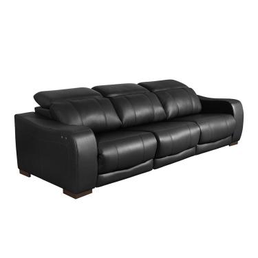 Imagem de Sofá Elétrico Reclinável e Retrátil 3 Lugares Affection Couro Preto - Gran Belo