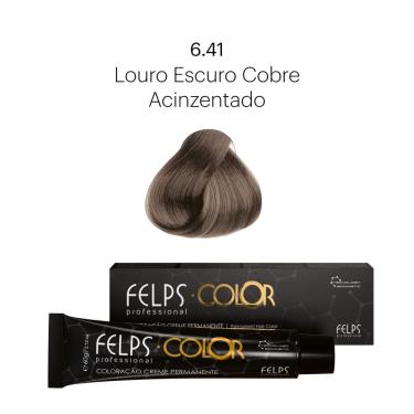 Imagem de Coloração Profissional  Felps Color Louro Escuro Cobre Acinzentado 6.41 - 60g