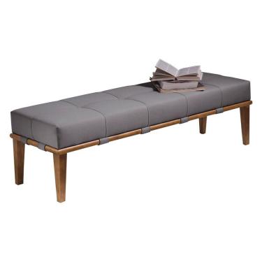 Imagem de Recamier 140cm Martínez Linho Pés Madeira Cinza/natural