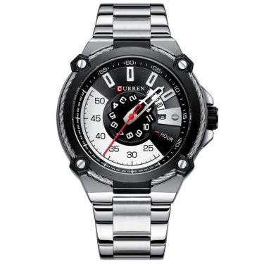 Imagem de Relógio De Pulso De Quartzo Masculino Pulseira De Aço Inoxidável Prata