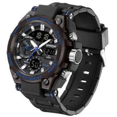 Imagem de Relógio Esportivo Masculino Dual Display Digital Led Azul