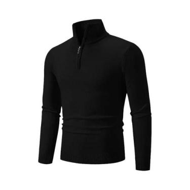 Imagem de Suéter Masculino De Inverno Quente Em Algodão Com Gola Alta E Zíper, C