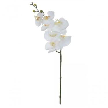 Imagem de Haste Flor Orquidea Phalaenopsis Real Toque C-coat X7 Branco 63cm