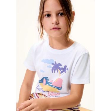 Imagem de Blusa Infantil Menina Manga Curta Califórnia Branco - Hering
