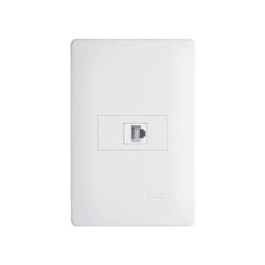 Imagem de Tomada Para Rede De Informática Fame Habitat Rj45 Cat6 8 Vias Com Placa 4x2 Branco